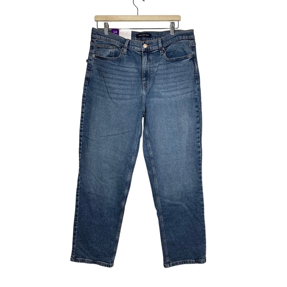 Calvin Klein Melody Jeans Straight Leg High Waisted Casual Denim Sz 14 Stretch